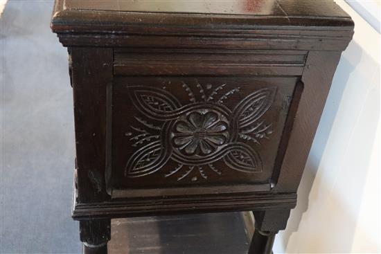 A late 17th century oak cupboard, W.2ft 9in. D.1ft 7in. H.3ft 2in.